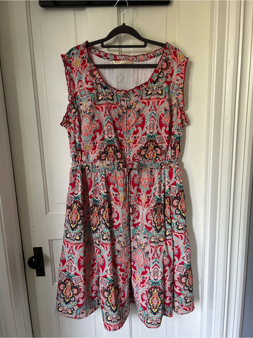 Wayward Fancies eshakti Lined Red Multicolor Paisley-Print Midi Dress